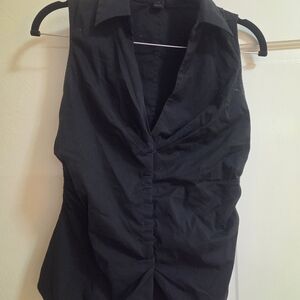 Express Black Sleeveless Ruched Blouse